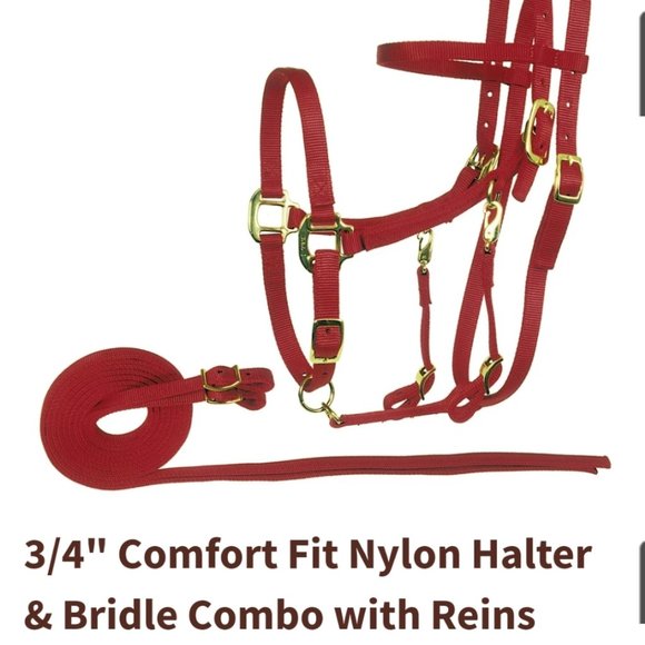 Fabtron Other - BLACK Nylon Halter/Bridle Combo + Reins + bit hangers NWT